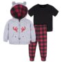 3 Piece Hoodie, Top + Pant Set - Boy - Moose - 18 Months